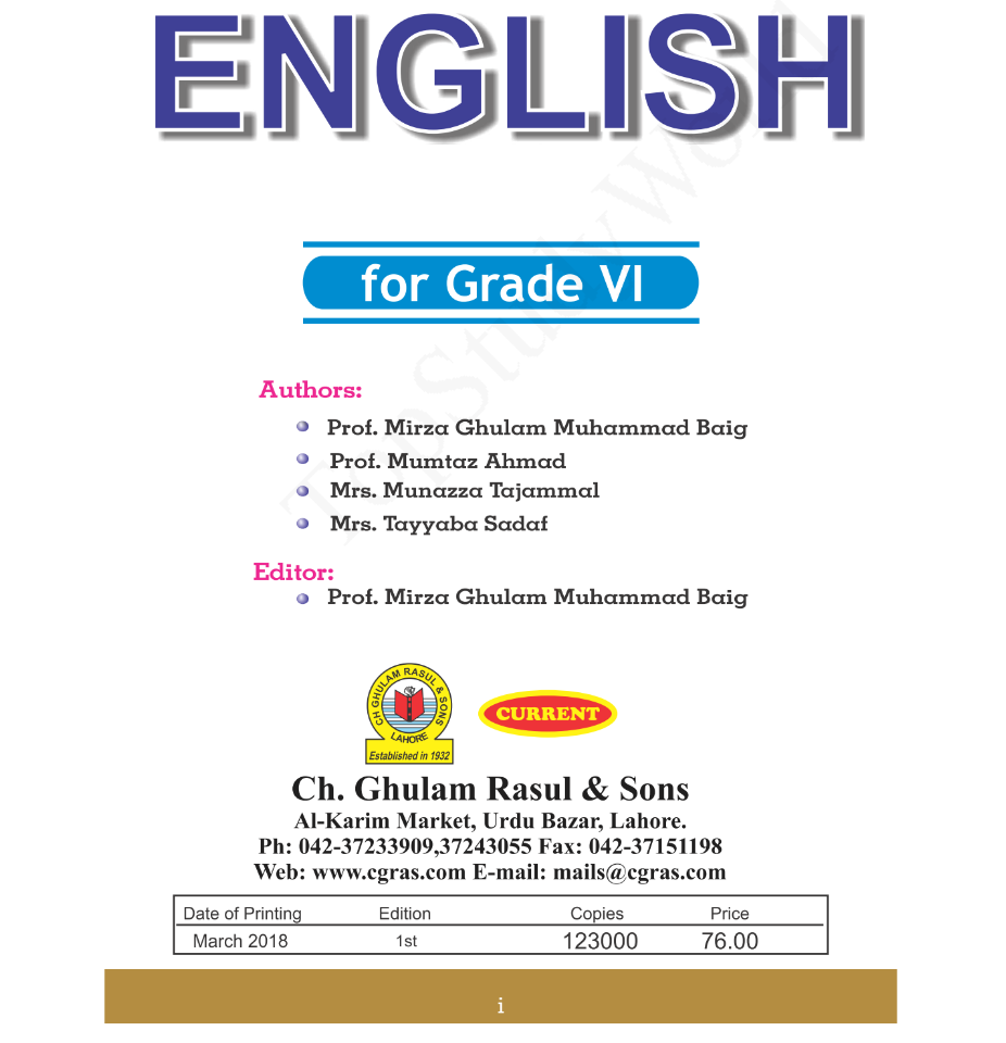 class 6 english book